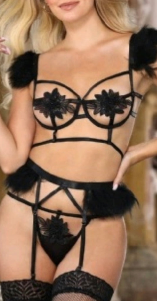 Set Ángel negro flor